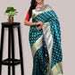 Teal Blue Banarasi Silk Saree with Blouse Piece