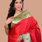 Vermillion Red Katan Silk Saree with Blouse Piece