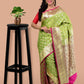 Lime Green Meenakari Banarasi Silk Saree with Blouse Piece