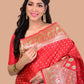 Vermillion Red Banarasi Silk Saree with Blouse Piece