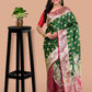 Bottle Green Meenakari Banarasi Silk Saree with Blouse Piece
