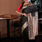 Midnight Black Banarasi Silk Saree with Blouse Piece