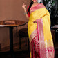 Lemon Yellow Banarasi Silk Saree with Blouse Piece