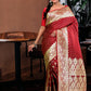 Cherry Red Meenakari Banarasi Silk Saree with Blouse Piece