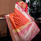 Orange with Pink Tanchoi Silk Saree with Blouse Piece
