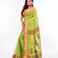 Green Red Bengal Tant Cotton Handwoven Saree