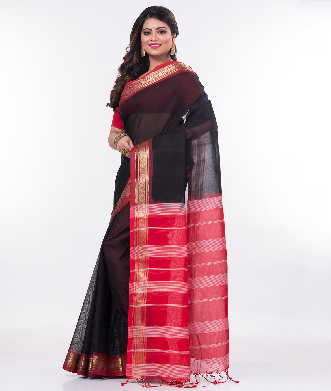 Off-White Dhaniakhali Tant Saree