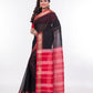 Red Black Rajshahi Cotton Handwoven Saree