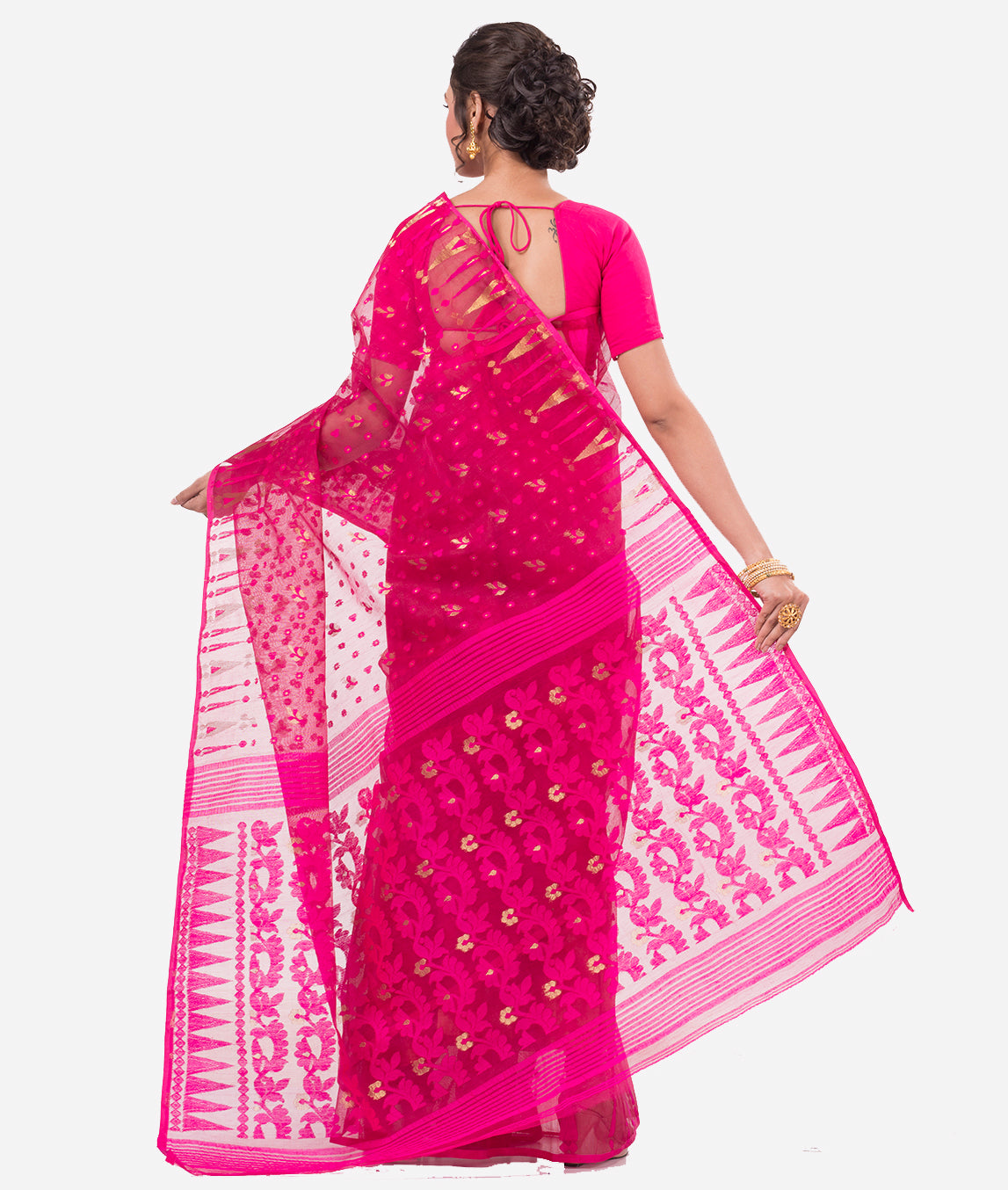 Marvellous Dark Pink Dhakai Jamdani Light Weight Cotton Silk Saree Without  Blouse - Loomfolks