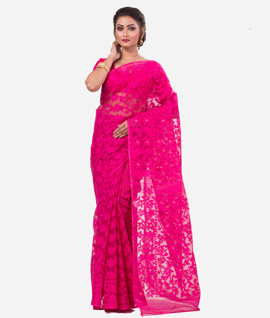Fuchsia Pink Dhakai Jamdani Saree