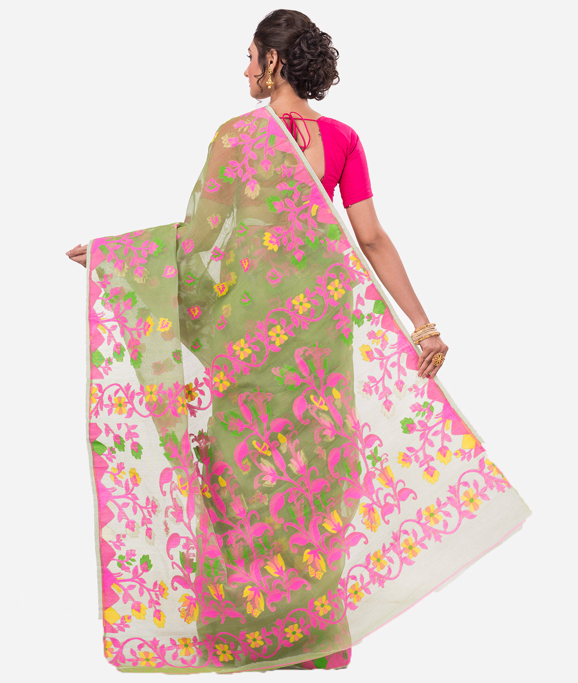 OFF WHITE MUSLIN SILK SEQUINS SAREE - Karghanee