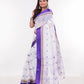 White Purple Bengal Tant Cotton Saree