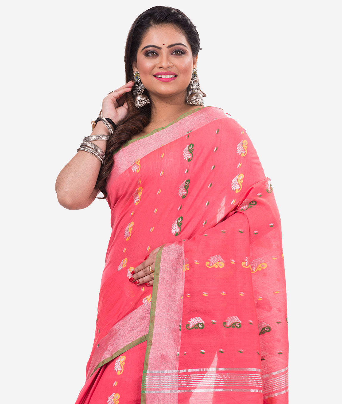 Baby Pink Bengal Handloom Blended Cotton Saree