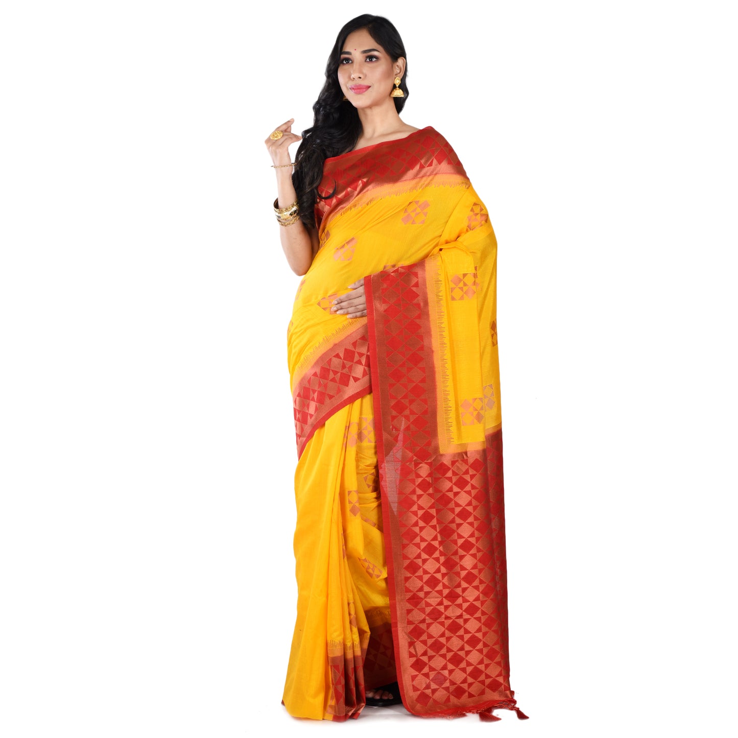 Sunrise Yellow Manipuri Silk Saree