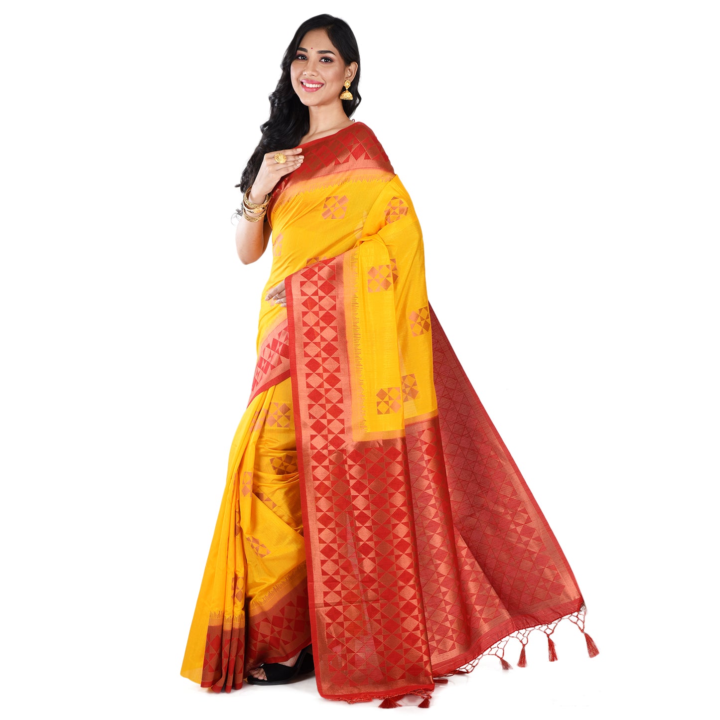 Sunrise Yellow Manipuri Silk Saree