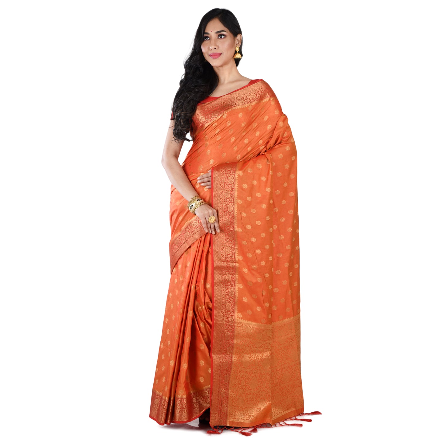 Sunrise Orange Banarasi Silk Saree