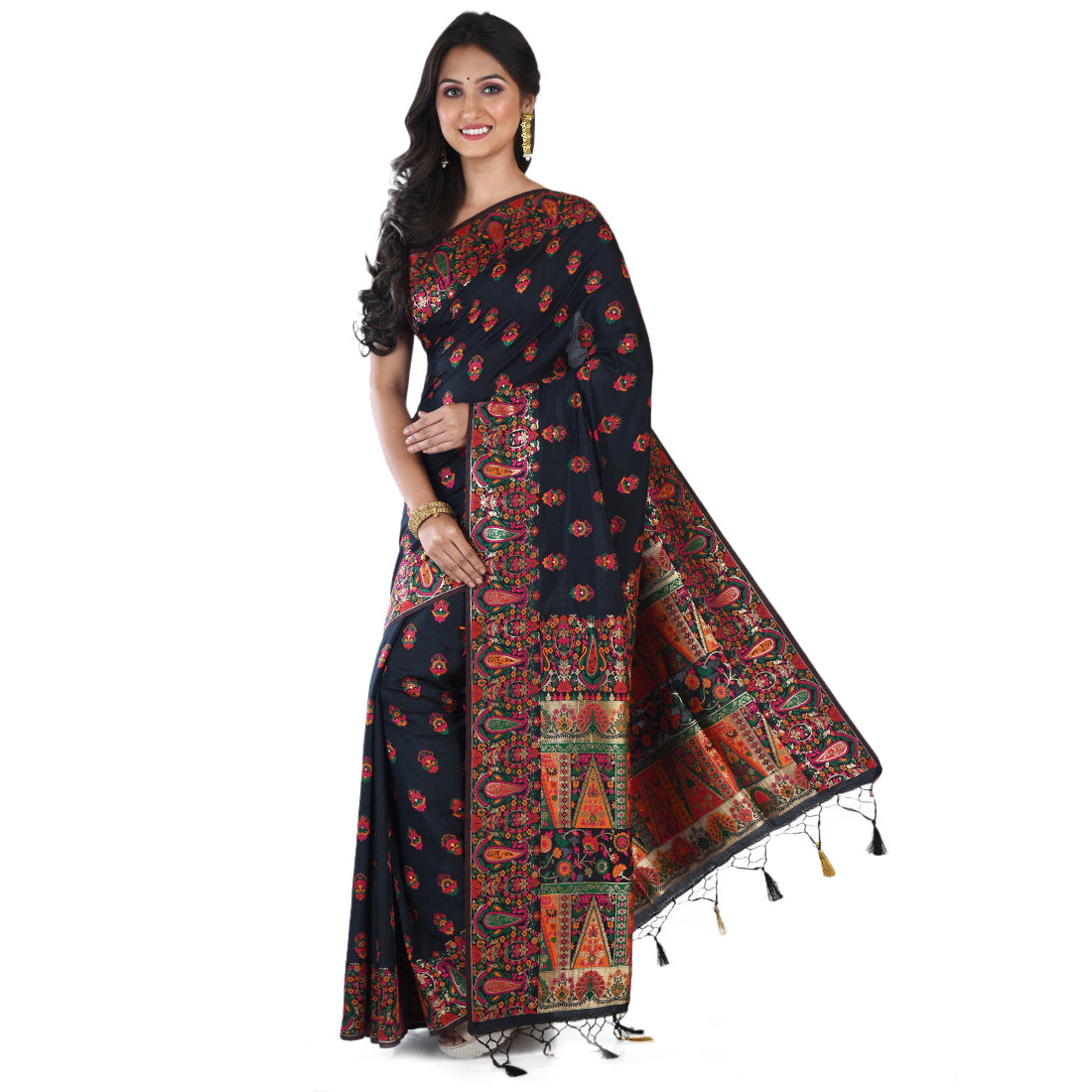 Midnight Black Banarasi Soft Silk Saree